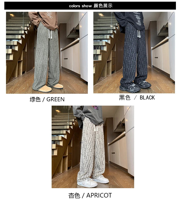 Corduroy Casual Pants For Men 2024 NEW Autumn Style American Fit Loose Fit Leg Sweatpants Personality trend Straight Leg Pants