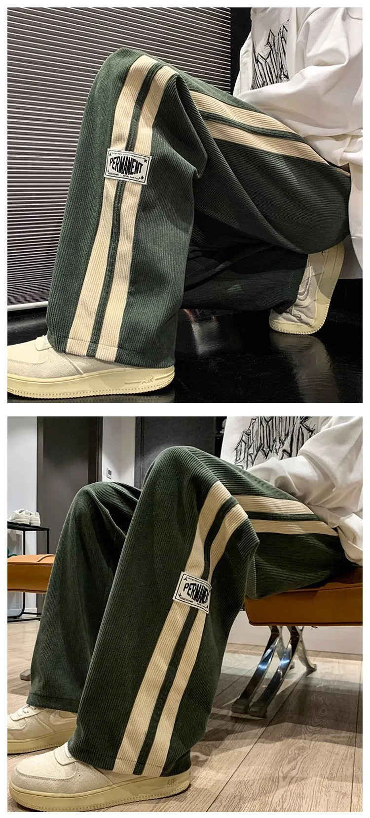 2024 Men's Casual Pants Corduroy Korean Style Loose Overalls Pants Straight Wide-leg Trousers Couple Streetwear new sweatpants