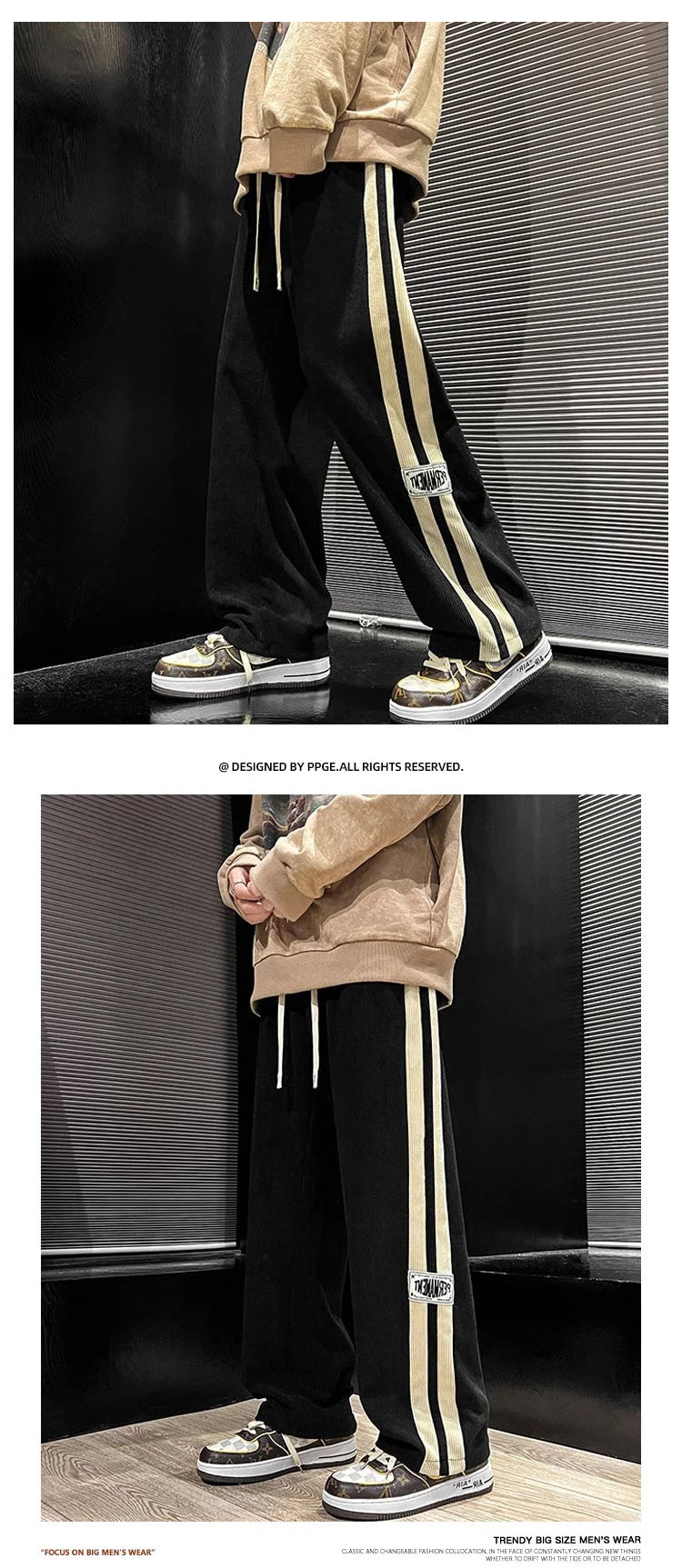 2024 Men's Casual Pants Corduroy Korean Style Loose Overalls Pants Straight Wide-leg Trousers Couple Streetwear new sweatpants