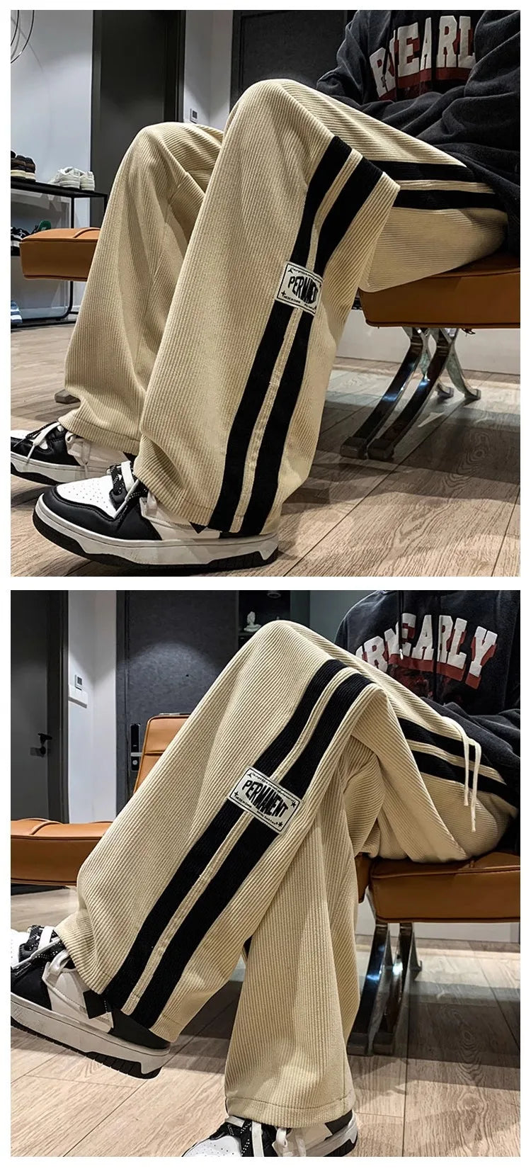 2024 Men's Casual Pants Corduroy Korean Style Loose Overalls Pants Straight Wide-leg Trousers Couple Streetwear new sweatpants