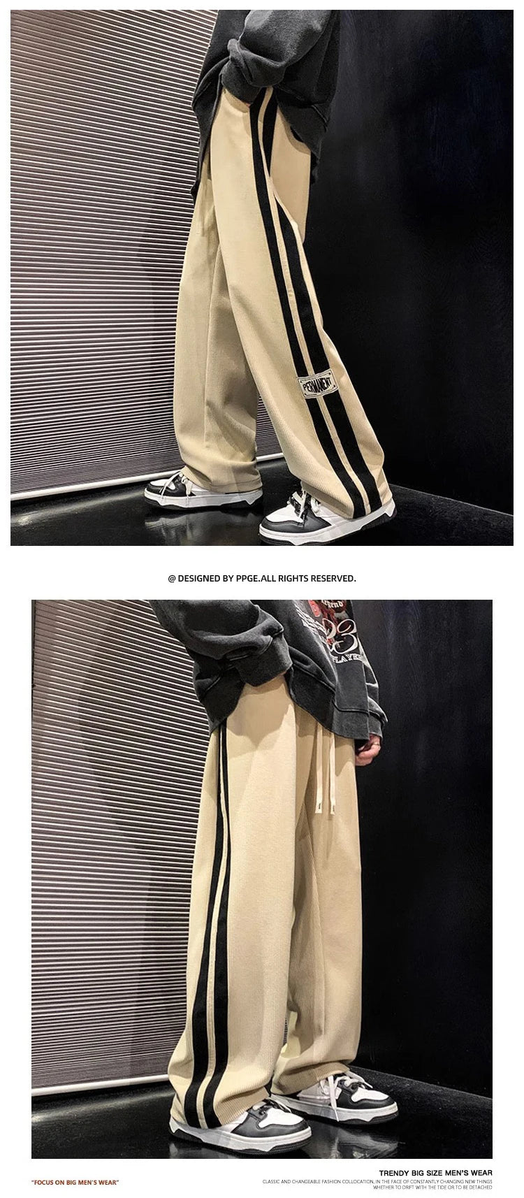 2024 Men's Casual Pants Corduroy Korean Style Loose Overalls Pants Straight Wide-leg Trousers Couple Streetwear new sweatpants