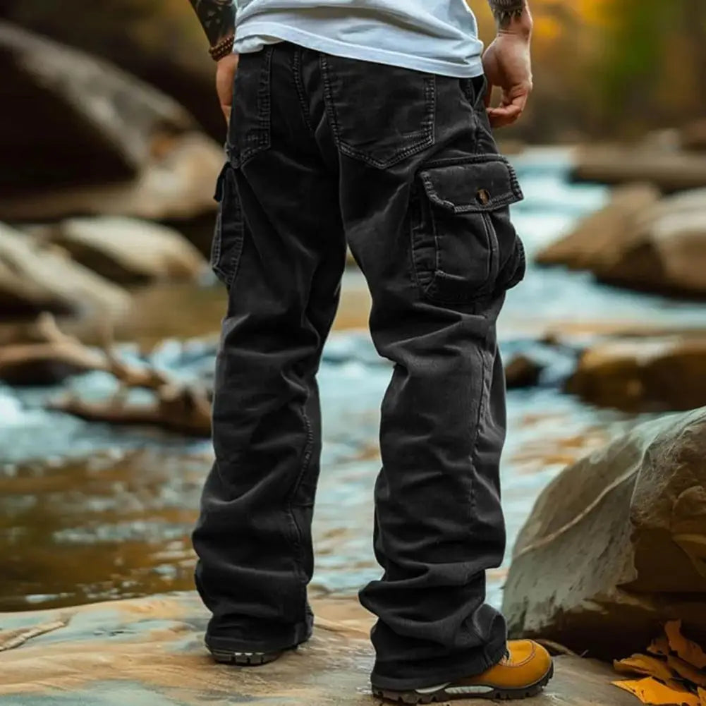 Corduroy Men Cargo Pants Casual Pants Men's Retro Loose Tooling Pants 3D Multi-pocket Casual Loose Trousers Cool Male Overalls