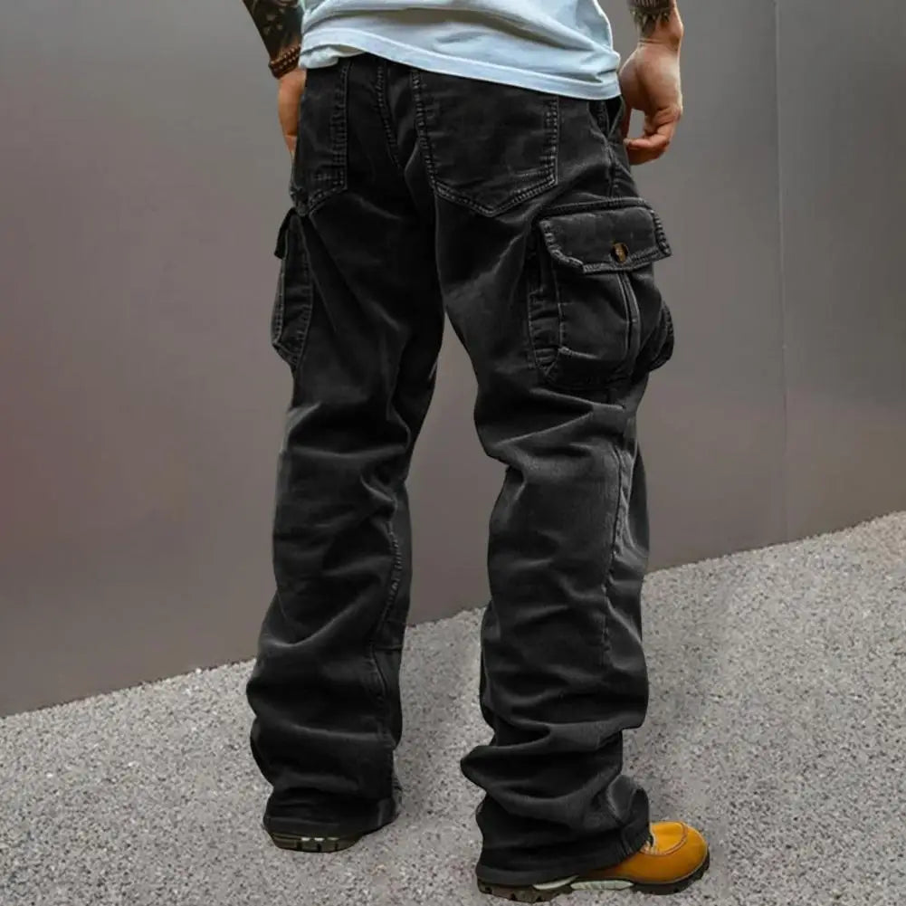 Corduroy Men Cargo Pants Casual Pants Men's Retro Loose Tooling Pants 3D Multi-pocket Casual Loose Trousers Cool Male Overalls