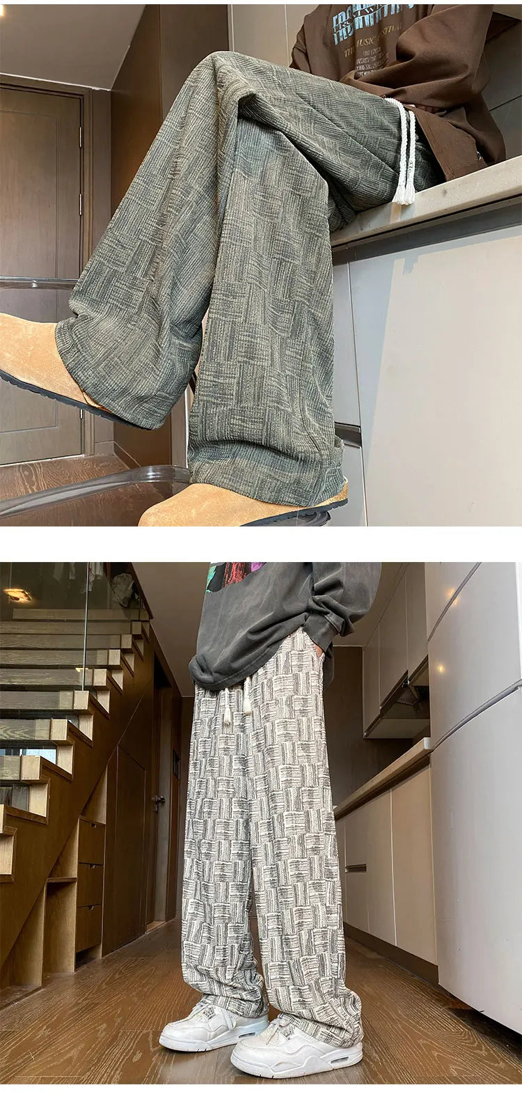 Corduroy Casual Pants For Men 2024 NEW Autumn Style American Fit Loose Fit Leg Sweatpants Personality trend Straight Leg Pants