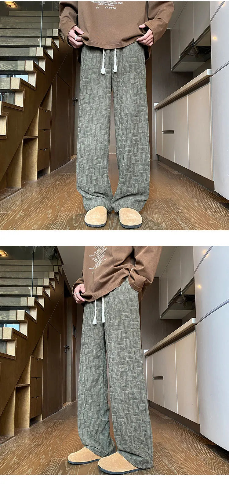 Corduroy Casual Pants For Men 2024 NEW Autumn Style American Fit Loose Fit Leg Sweatpants Personality trend Straight Leg Pants