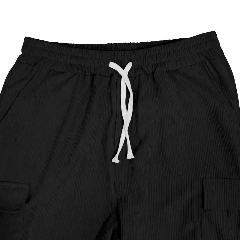 Men's Retro American Corduroy Casual Trousers 2025 Loose Fit Multi-Pocket Straight Leg for Comfortable Wear