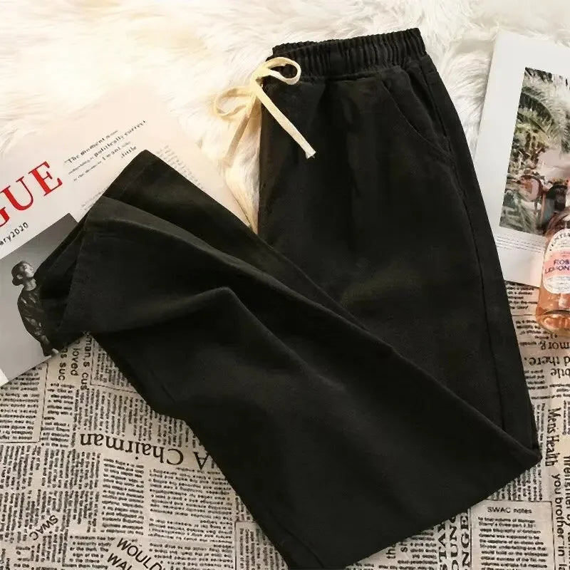 2025 New Streetwear Loose Jeans Men Korean Style Fashion Loose Straight Wide Leg Pants Men's Brand Clothing Black Light Blue