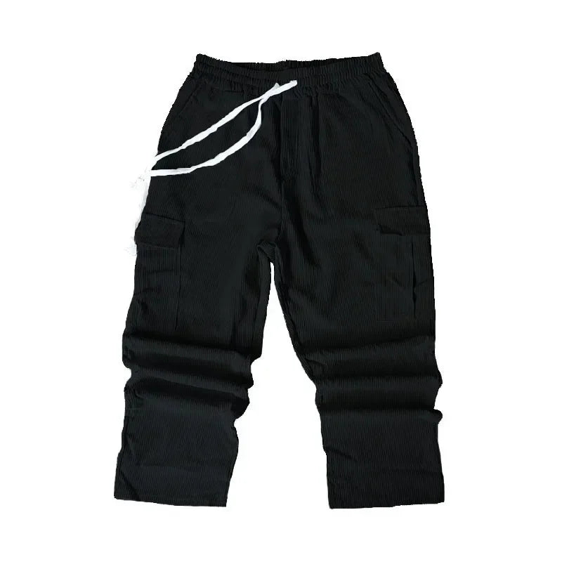 Men's Retro American Corduroy Casual Trousers 2025 Loose Fit Multi-Pocket Straight Leg for Comfortable Wear
