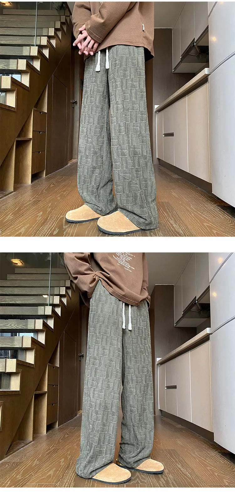 Corduroy Casual Pants For Men 2024 NEW Autumn Style American Fit Loose Fit Leg Sweatpants Personality trend Straight Leg Pants