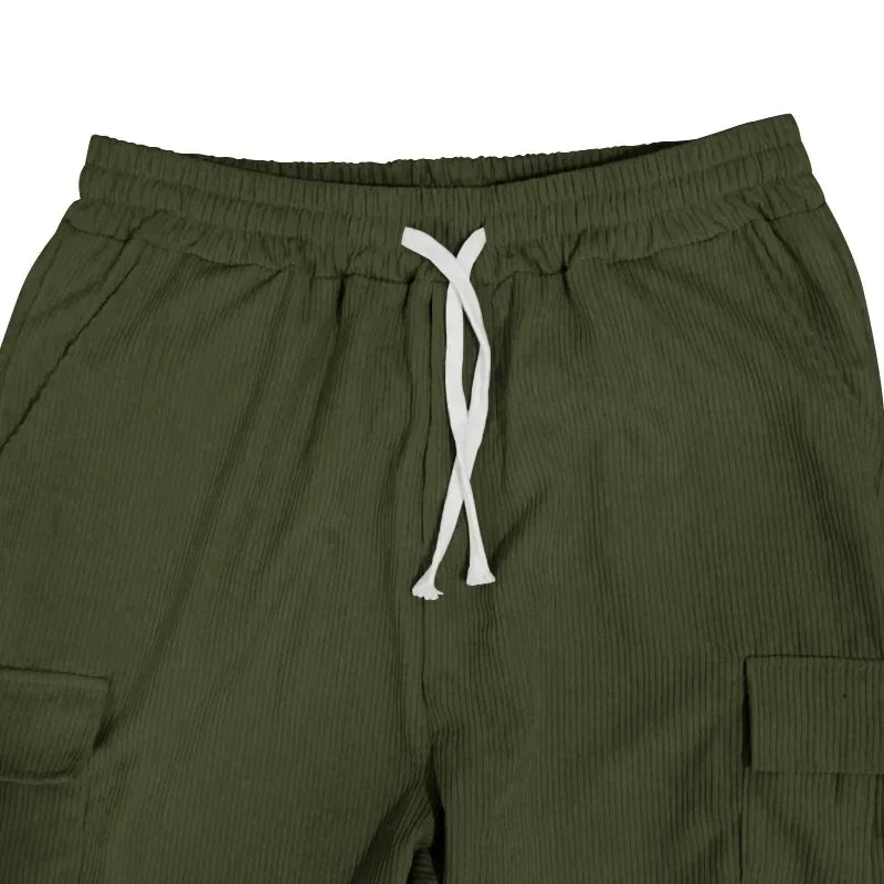 Men's Retro American Corduroy Casual Trousers 2025 Loose Fit Multi-Pocket Straight Leg for Comfortable Wear