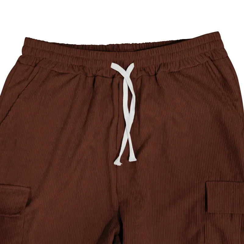 Men's Retro American Corduroy Casual Trousers 2025 Loose Fit Multi-Pocket Straight Leg for Comfortable Wear