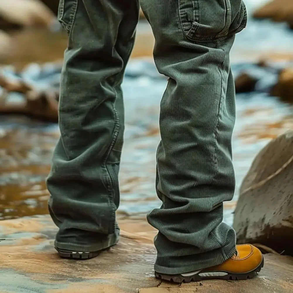 Corduroy Men Cargo Pants Casual Pants Men's Retro Loose Tooling Pants 3D Multi-pocket Casual Loose Trousers Cool Male Overalls