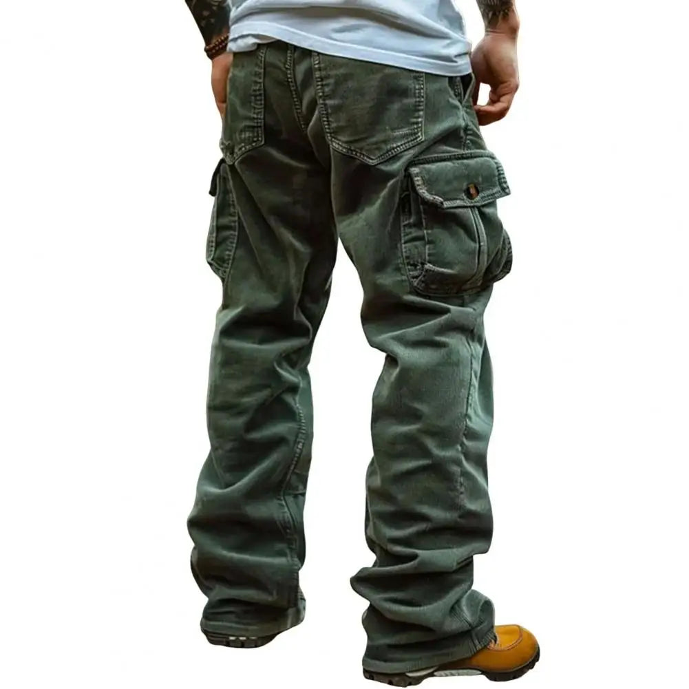 Corduroy Men Cargo Pants Casual Pants Men's Retro Loose Tooling Pants 3D Multi-pocket Casual Loose Trousers Cool Male Overalls