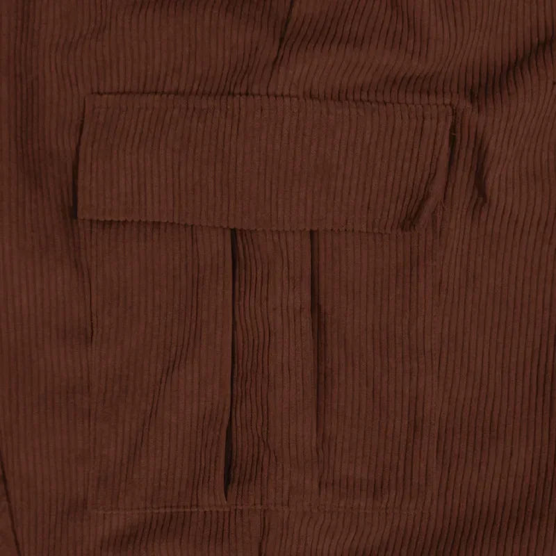 Men's Retro American Corduroy Casual Trousers 2025 Loose Fit Multi-Pocket Straight Leg for Comfortable Wear
